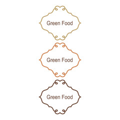 Green Food Ornamental Labels Set isolated On White