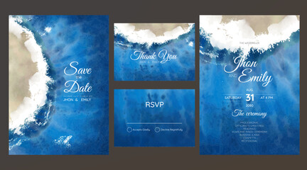 wedding cards, invitation. Save the date sea style design. Romantic beach wedding summer background..