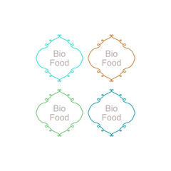Bio Food Ornamental Labels Set isolated On White