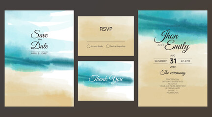 wedding cards, invitation. Save the date sea style design. Romantic beach wedding summer background