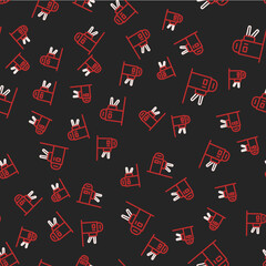 Line Turnstile icon isolated seamless pattern on black background. Vector