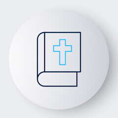 Obraz premium Line Holy bible book icon isolated on white background. Colorful outline concept. Vector