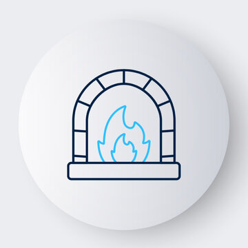 recommend clip art: Line Blacksmith oven icon isolated on white background. Colorful outline concept. Vector