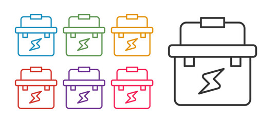 Set line Toolbox electrician icon isolated on white background. Set icons colorful. Vector