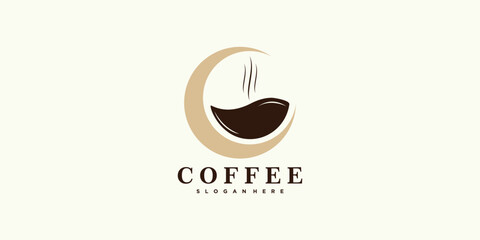coffee logo design for coffee shop icon with creative concept premium vector