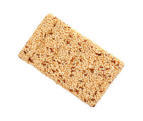 Sweet sesame kozinaki bar on white background