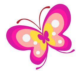 cute pink butterfly vector design .pink butterfly .Flat butterfly 
