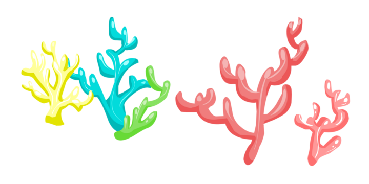 Seaweeds. Aquarium plants, underwater planting.  seaweed silhouette isolated set