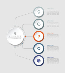 Circular Connection Steps business Infographic Template with 5 Element
