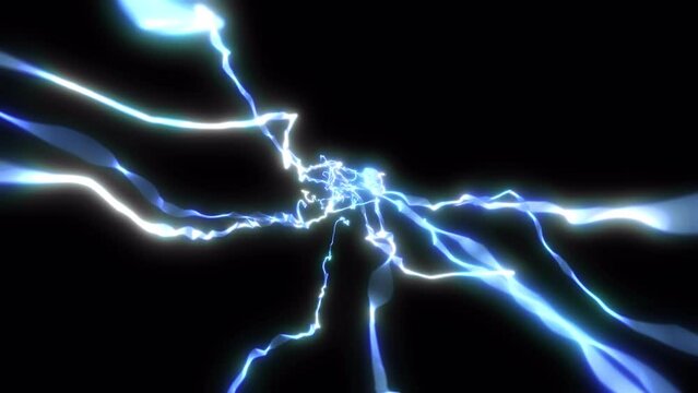 4k Lighting Strike Packs Animation, Blue Color.