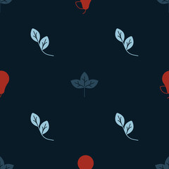 Set Pear, Leaf and on seamless pattern. Vector