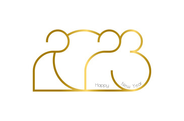 Slim style gold color 2023 numeral. 2023 Happy new year congratulation message. Vector illustration.