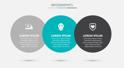 Naklejka premium Set Skull, Ambulance car and Immune system. Business infographic template. Vector