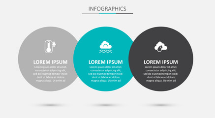 Naklejka premium Set Fog and cloud, Thermometer and Cloud with rain. Business infographic template. Vector
