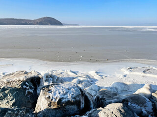 Russia, Vladivostok. Winter view of Elena Island in sunny day
