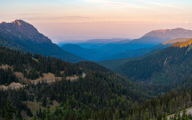 Alpine Sunset Scene with Road
