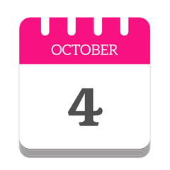 October 4 calendar flat icon