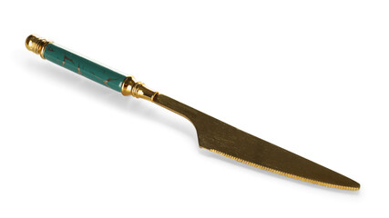 Stylish stainless steel knife isolated on white background