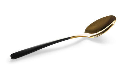 Stylish stainless steel spoon isolated on white background