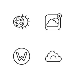 Set line Cloud, Compass north, Eclipse of the sun and Weather forecast app icon. Vector