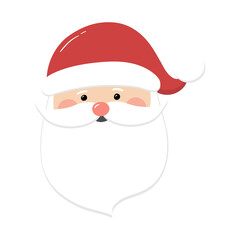 Santa Claus head on transparent background. Christmas decoration. PNG illustration.