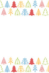 Abstract Christmas trees on transparent background. Greeting card template. PNG illustration