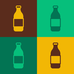 Pop art Bottle of wine icon isolated on color background. Vector