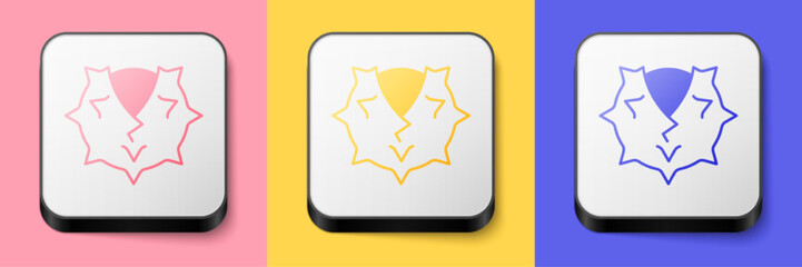 Isometric Chestnut icon isolated on pink, yellow and blue background. Barbed and strong chestnut. Square button. Vector