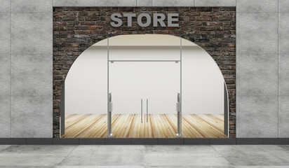 Empty Store Front with Big Arch Window - 535004174