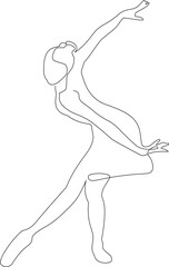 Ballet dancer in continuous line art drawing style. Ballerina black line sketch on white background. illustration 