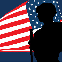 soldier and american flag