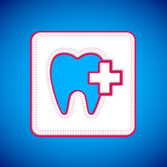 White Dental clinic location icon isolated on blue background. Vector