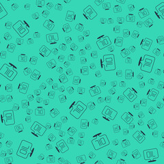 Black Word oil icon isolated seamless pattern on green background. Vector