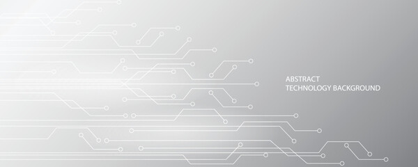 Naklejka premium Grey white Abstract technology background, Hi tech digital connect, communication, high technology concept, science, technology background