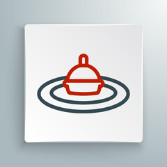 Line Fishing float in water icon isolated on white background. Fishing tackle. Colorful outline concept. Vector