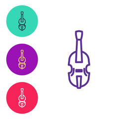 Set line Violin icon isolated on white background. Musical instrument. Set icons colorful. Vector