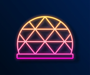 Glowing neon line Playground climbing equipment icon isolated on black background. Kid playground climb. Vector