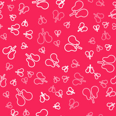 White line Lungs icon isolated seamless pattern on red background. Vector