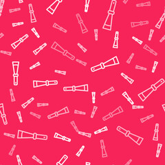 White line Beekeeping uncapping knife icon isolated seamless pattern on red background. Tool of the beekeeper. Vector