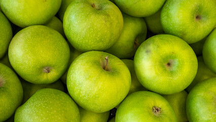 Green delicious juicy fresh fruit apples background