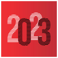 2023 text design. Cover for the business diary for 2023 with wishes. Brochure design template, card, banner. Vector illustration. On red background.