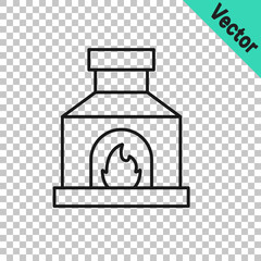 Black line Blacksmith oven icon isolated on transparent background. Vector