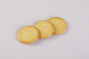 Danish butter cookies assortment, isolated on white.
