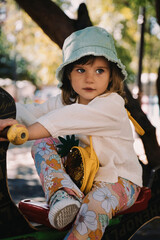 little hippie child playing on playground in varna bapha bulgaria, model shooting, happy, lifestyle, family in love