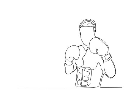 boxer in line art, ready to fight clip art preview