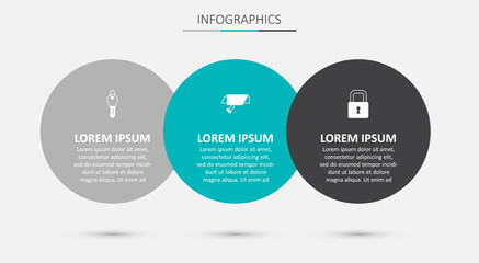 Set Security camera, Key and Lock. Business infographic template. Vector
