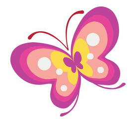 cute pink butterfly vector design .pink butterfly .Flat butterfly 