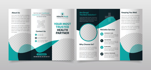 Medical Health Care Trifold Brochure, Medical Brochure Layout