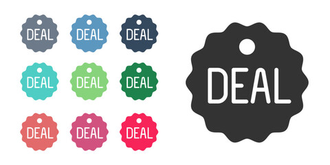 Black Deal icon isolated on white background. Set icons colorful. Vector