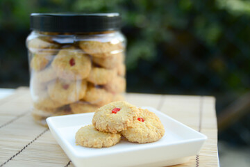 Homemade cookies call Kuih Samperit in Malay, is a traditional Malaysian cookies served when Hari Raya Aidilfitri festival.